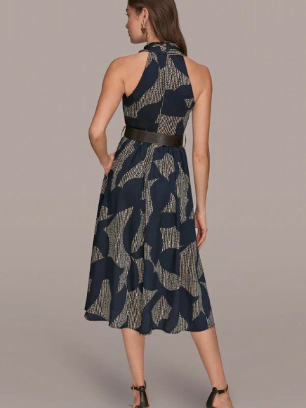 NWT Donna Karan Printed Wrap Midi Halter Dres - 6 - Picture 3 of 4